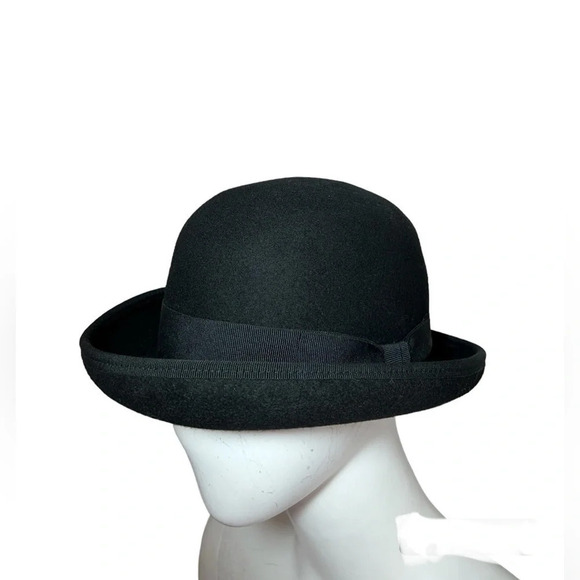 $ 195 La Perla Black Label Black Women Bowler Hat  Felt 100% Lana Wool Size M main image 4